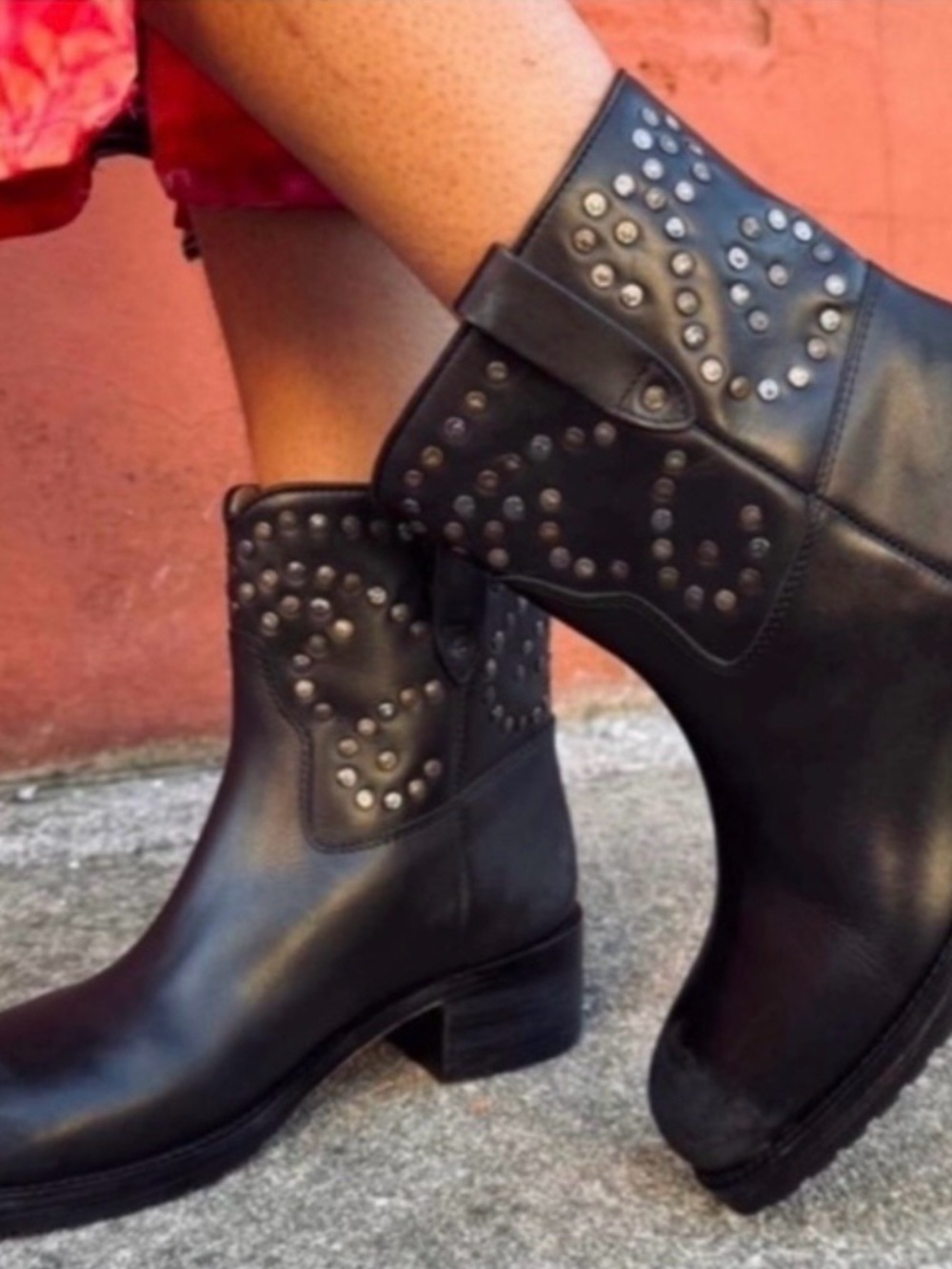 Free People Black Studded Western Ankle Boots